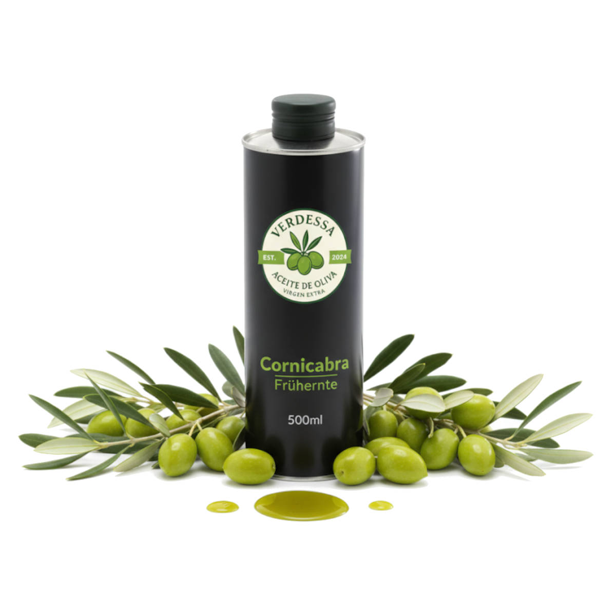 Spanisches Olivenöl Extra Virgin handgeerntet 500ml Sorte "Cornicabra" (Ernte Nov. 2025)